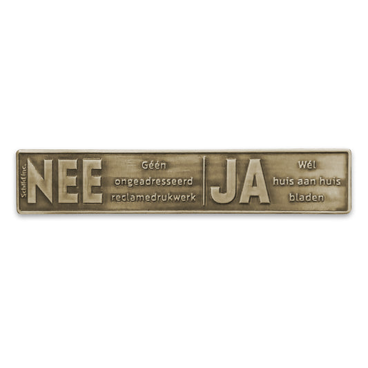 No Yes metal sticker mailbox Brass vintage (Netherlands)