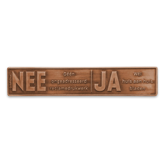 No Yes metal sticker mailbox Copper vintage (Netherlands)