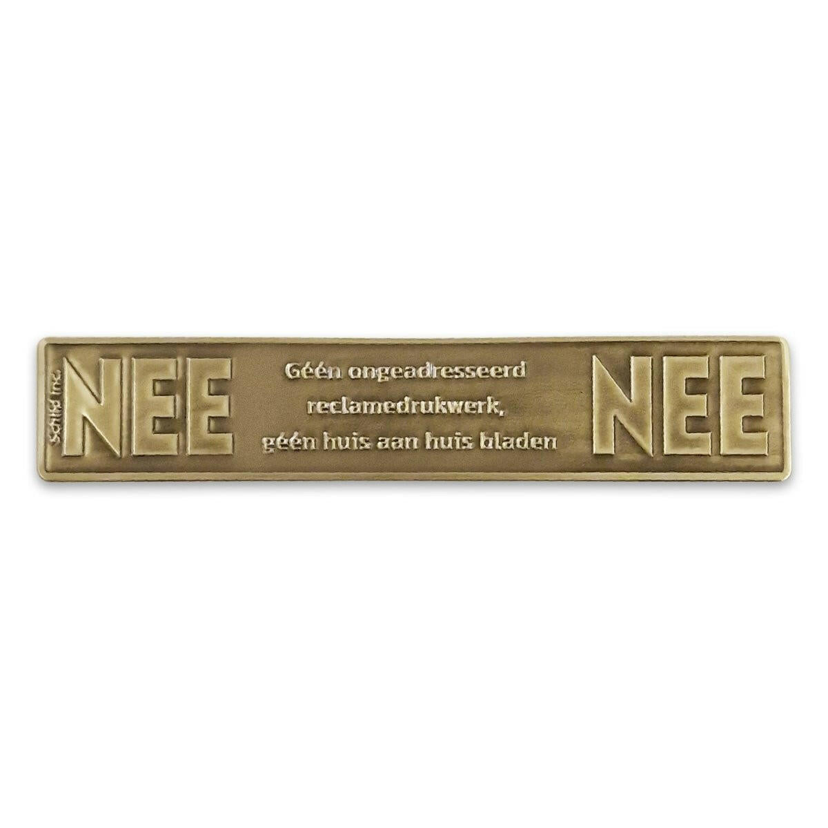 No No metal sticker mailbox Brass vintage (Netherlands).