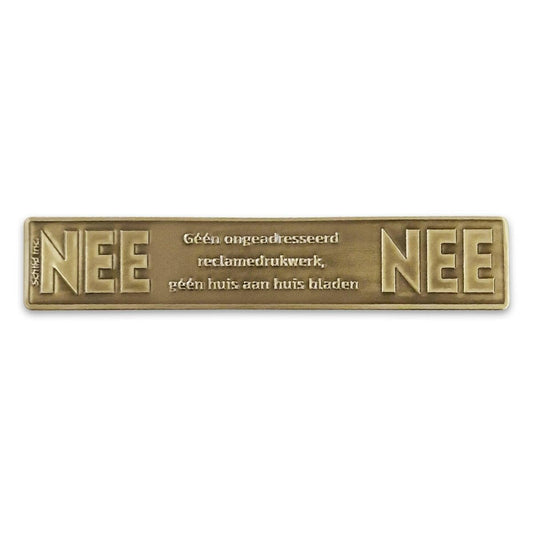 No No metal sticker mailbox Brass vintage (Netherlands).