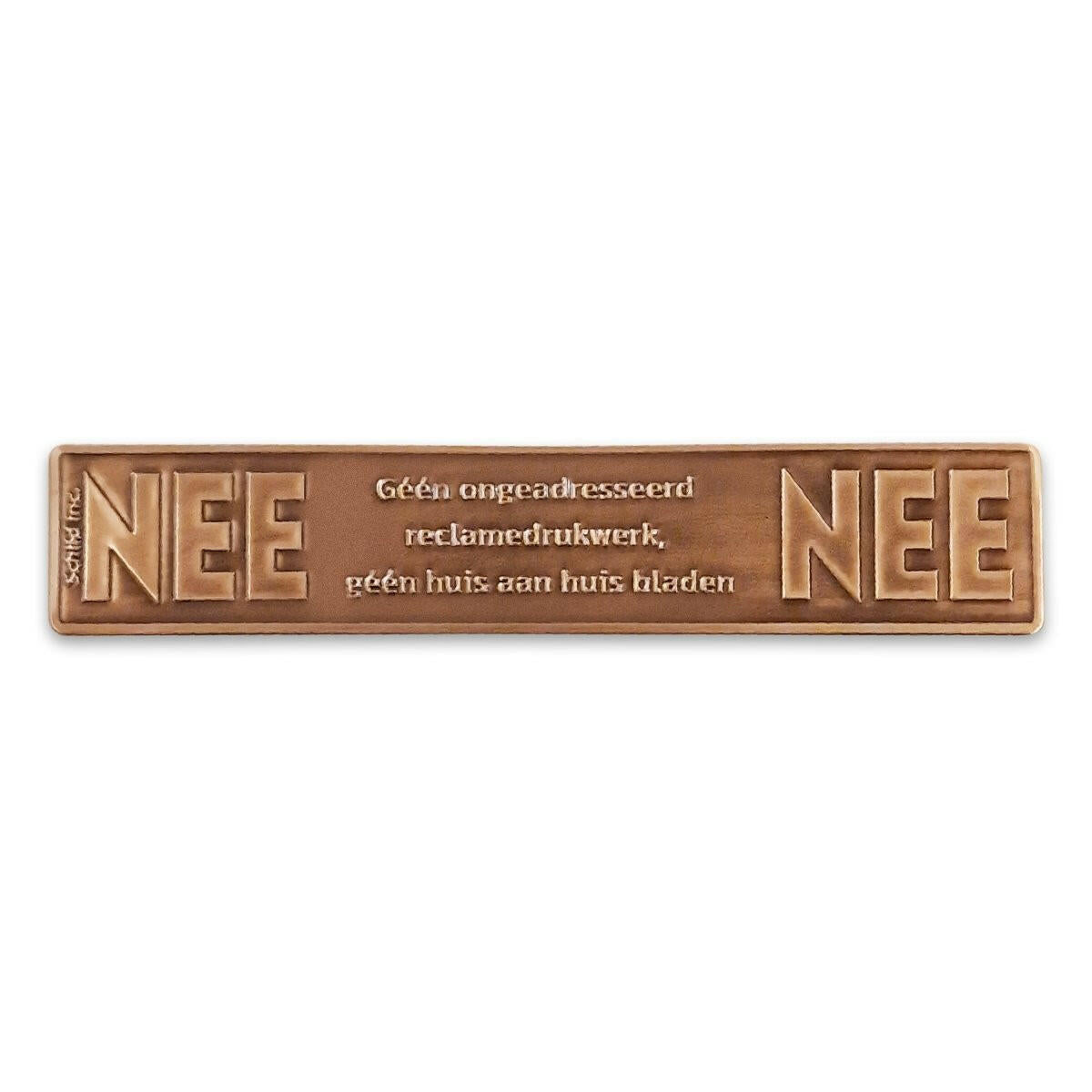 No No metal sticker mailbox copper vintage (Netherlands).