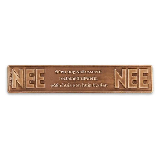 No No metal sticker mailbox copper vintage (Netherlands).