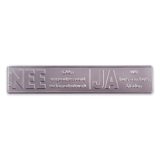No Yes metal sticker mailbox Aluminium shine (Netherlands).