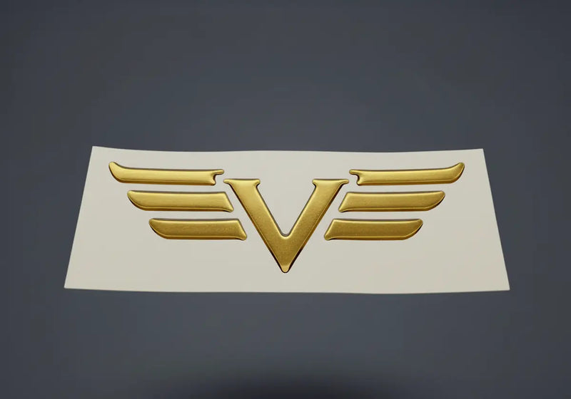 Custom-cut gold doming label