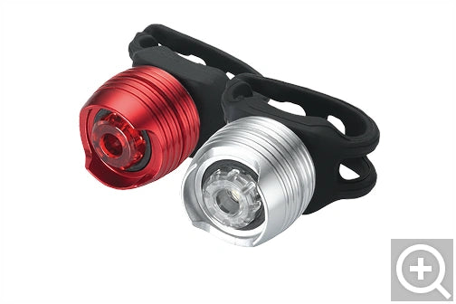 Set di luci per bici rosso e argento