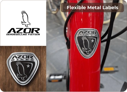 etiquetas de metal personalizadas Azor da Schildinc