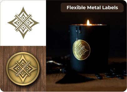 velas com etiquetas de metal da schildinc