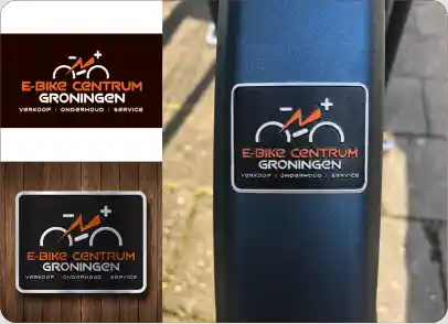 E-Bike Centrum Groningen doming label on a bike