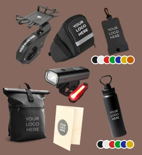 High Impact Giveaway Package: luci, borsa sottosella, zaino, borraccia e altro con logo