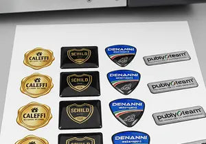 Multigraphic doming labels for several brands
