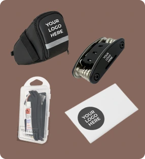 Saddle Bag Package: borsa sottosella, multiattrezzo, kit di riparazione e busta con il tuo logo