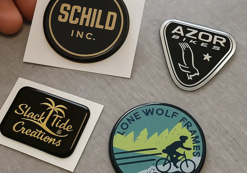 Single doming labels in different shapes