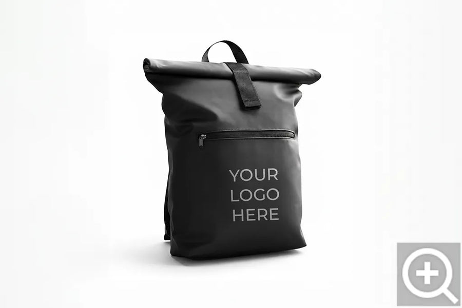 Zaino rolltop nero con il tuo logo
