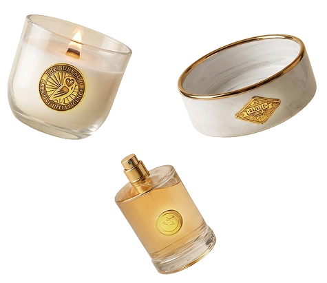 metal labels for candles perfume and products by schildinc