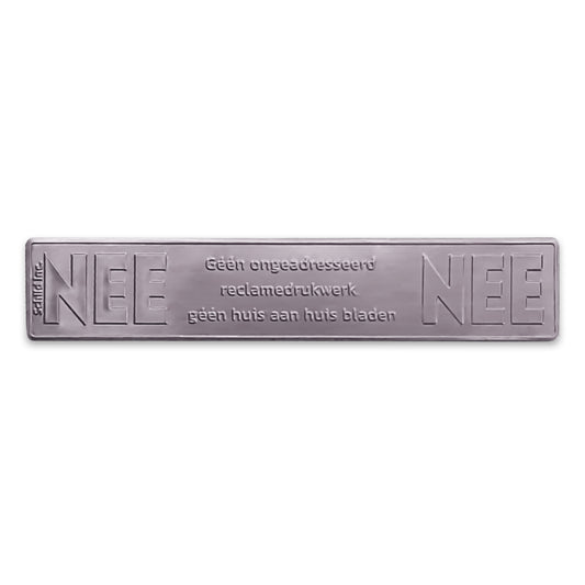 Nee Nee metalen sticker brievenbus Aluminium glans (Nederland)