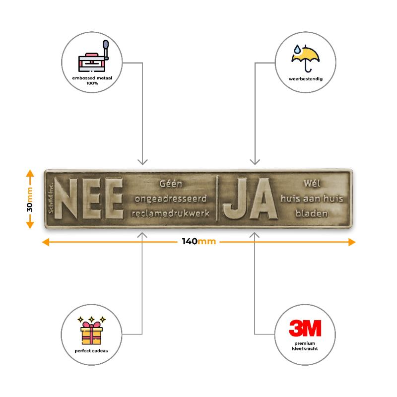 No No metal sticker mailbox Copper print (Netherlands).