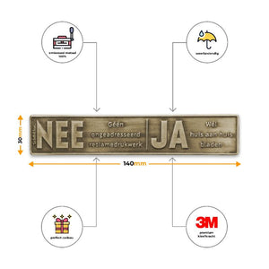 No No metal sticker mailbox Copper print (Netherlands).