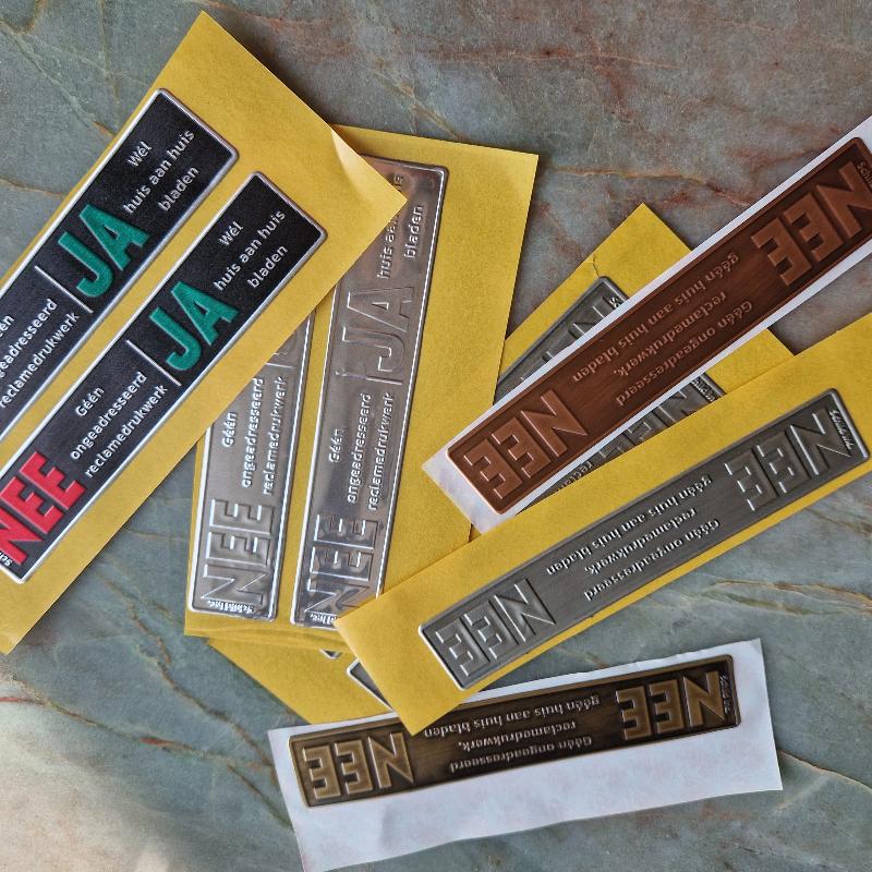 No No metal sticker mailbox Copper print (Netherlands).