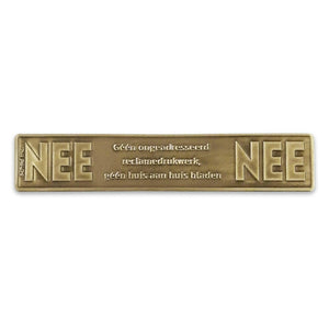 No No metal sticker mailbox Brass vintage (Netherlands).