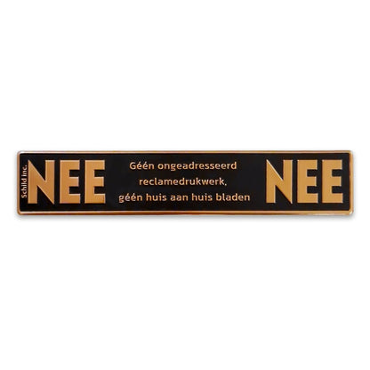 No No metal sticker mailbox Copper print (Netherlands) - Schild Inc