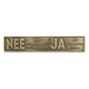 No Yes metal sticker mailbox Brass vintage (Netherlands).